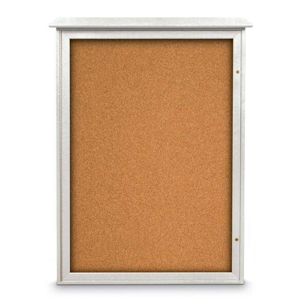 United Visual Products Outdoor Enclosed Combo Board, 72"x36", Brnz Frame/Blk Porc & Medium Grey UVCB7236ODBZ-BLKPORC-MEDGRY - main
